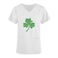 thumbnail image 4 of lcziwo St Patricks Day Scrubs for Women Funny Shamrock Print Tees Shirts Loose Fit Casual V Neck Scrub Tops Summer Vacation Outfits White XL Todays Sales, 4 of 5