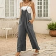thumbnail image 6 of QUYUON Workout Pants Women Discount Ladies Summer Sleeveless Backless Loose Long Playsuits Rompers Jumpsuit Womens Khaki Pants Long Pant Leg Length Casual Style P5294 Gray XXL, 6 of 9