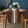 thumbnail image 2 of Brown White Stripe Table Runner - 48 Inch Long, Kitchen Dining Table Runner Dresser Scarves, Modern Rustic Vertical Striped Farmhouse Decor for Coffee Tables Wedding Party Banquet, 2 of 8