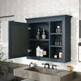 thumbnail image 2 of 30'' x 28'' Medicine Cabinet,Wall Mounted Bathroom Storage Cabinet with 3 Open Shelves,Modern Bathroom Wall Cabinet with Mirror,Blue(Not Include Bathroom Vanity), 2 of 9