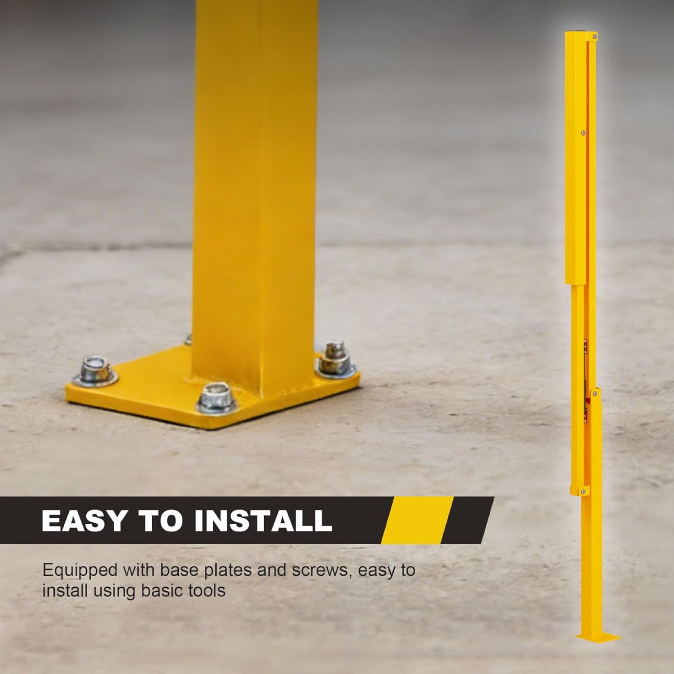 Reykilor 11.5' W Door Dock Gate for Loading Bay Fall Hazard Protection, Folding Security Gate, Safety Barrier with Steel Columns, Yellow Powder Coated