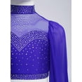 thumbnail image 5 of Doomiva Ballet Dance Crop Top for Girls Sparkly Gymnastics Shirt Cutout Back Lyrical Dance Tops Royal Blue 10, 5 of 7