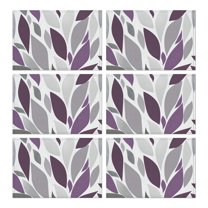 Purple Leaf Pattern Summer Placemats Table Placemats Set Of 6-Linen Kitchen Washable Placemats Table Mats 11.8"x17.7"Non-Slip Heat Resistant
