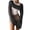 EliteGoogv#Black, variant on Women One Piece Crochet Crop Top Hollow Out Open Knit Long Sleeve Asymmetrical Neck Boho Beach Cover Up,Green,L