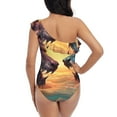 thumbnail image 5 of Picia Colorful Wave Dragon Head Pattern Women's One Piece Swimsuits,One Shoulder Swimwear Asymmetric ,Ruffle Monokinis Bathing Suits,High Waisted Flattering Bathing Suits-Small, 5 of 8