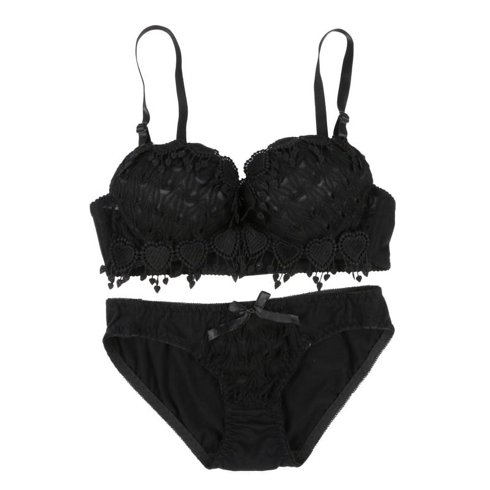  Lingerie Set Bra Panty Set Sexy Super Push Up Bra Cleavage  Enhancement Bra High Side Design Full Lace (Black, S): Clothing, Shoes &  Jewelry