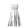 thumbnail image 5 of RMGVDSD Summer Dresses For Women Casual Dress Spaghetti Strap Sleeveless Smocked Mini Dress Solid Color Beach Vacation Flowy A-Line Sundress Holiday Party Dress, 5 of 6
