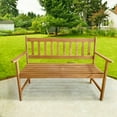 thumbnail image 2 of PayLessHere Patio Bench Natural Wooden with Armrests 2 Seats,Natural, 2 of 5