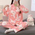 thumbnail image 1 of Conjunto de pijama con estampado de gatos para mujer, ropa de dormir de algodón suave, con cuello vuelto, informal, Kawaii, para otoño y primavera, 1 of 4