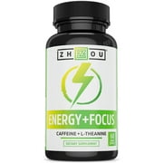 Zhou Nutrition Energy and Focus, Caffeine with L-Theanine Capsules, 60 Count
