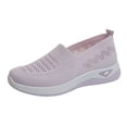 thumbnail image 6 of Women's Loafers Slip on Knit Mesh Lightweight Breathable Walking Shoes Casual Dressy Flat Driving Shoes Red Size 6, 6 of 7