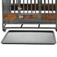 46in Dog Kennel Furniture, Heavy Duty Dog Crate with Removable Trays and Wheels, Metal Dog
