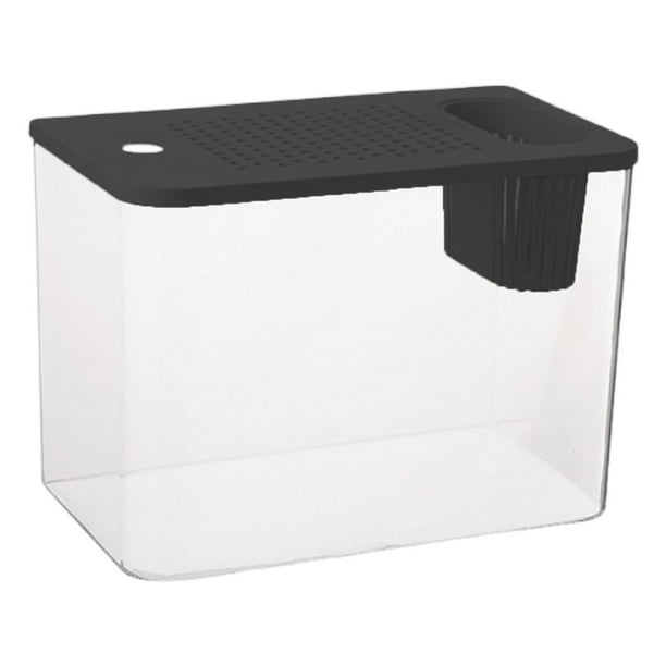 Terrario para Reptiles, Acuario, Caja de Cría, Jaula de Hábitat, Transparente, Diseño de Completa para Reptiles Pequeños, Peces, Sala de Estar, Tapa negra
