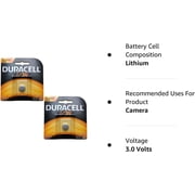Duracell Battery Lithium Size DL 1/3N 3V (Pack of 2)