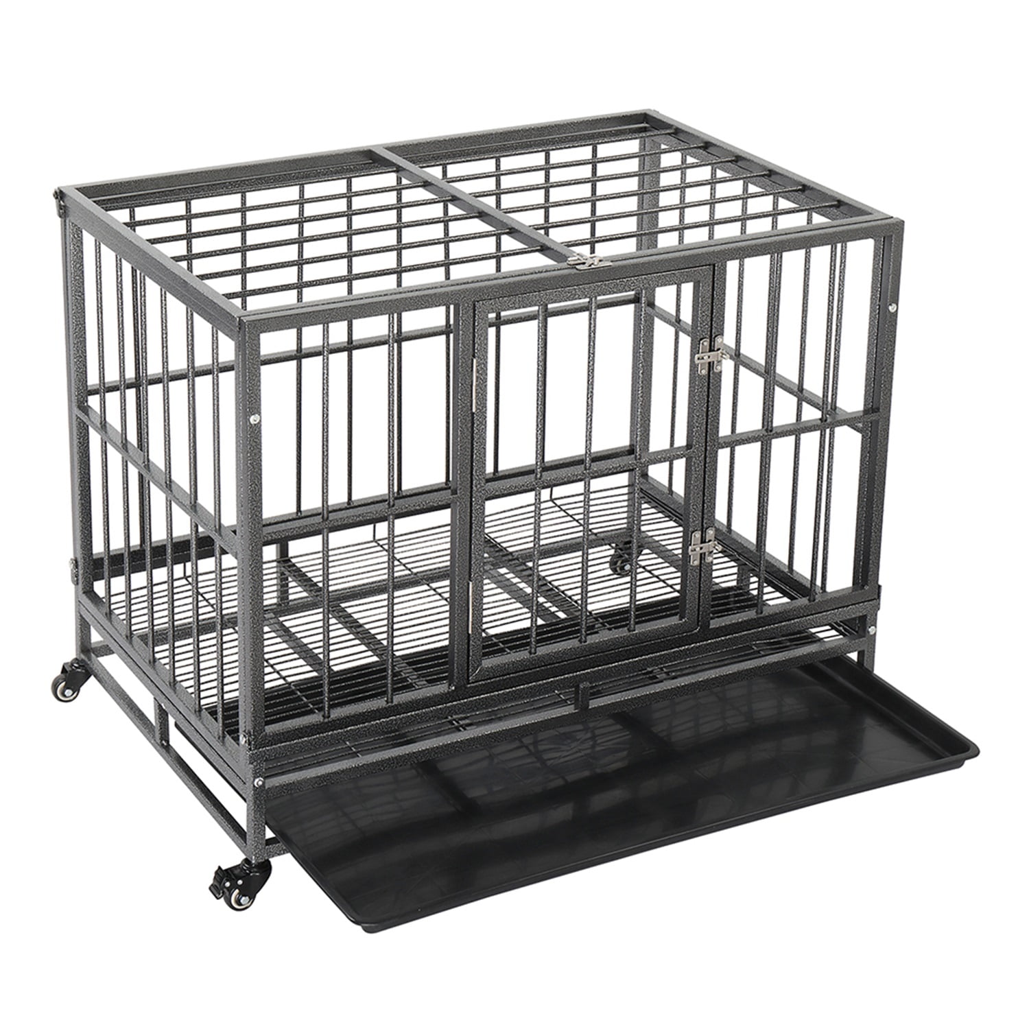 Pefilos 36" Heavy Duty Dog Cage Crate Kennel Metal Escape Proof Kennel, Dog Crate for Large Dogs, Rabbit Hutch with Tray, Gray Pefilos 36" Heavy Duty Dog Cage Crate Kennel Metal Escape Proof Kennel, Dog Crate for Large Dogs, Rabbit Hutch with Tray, Gray