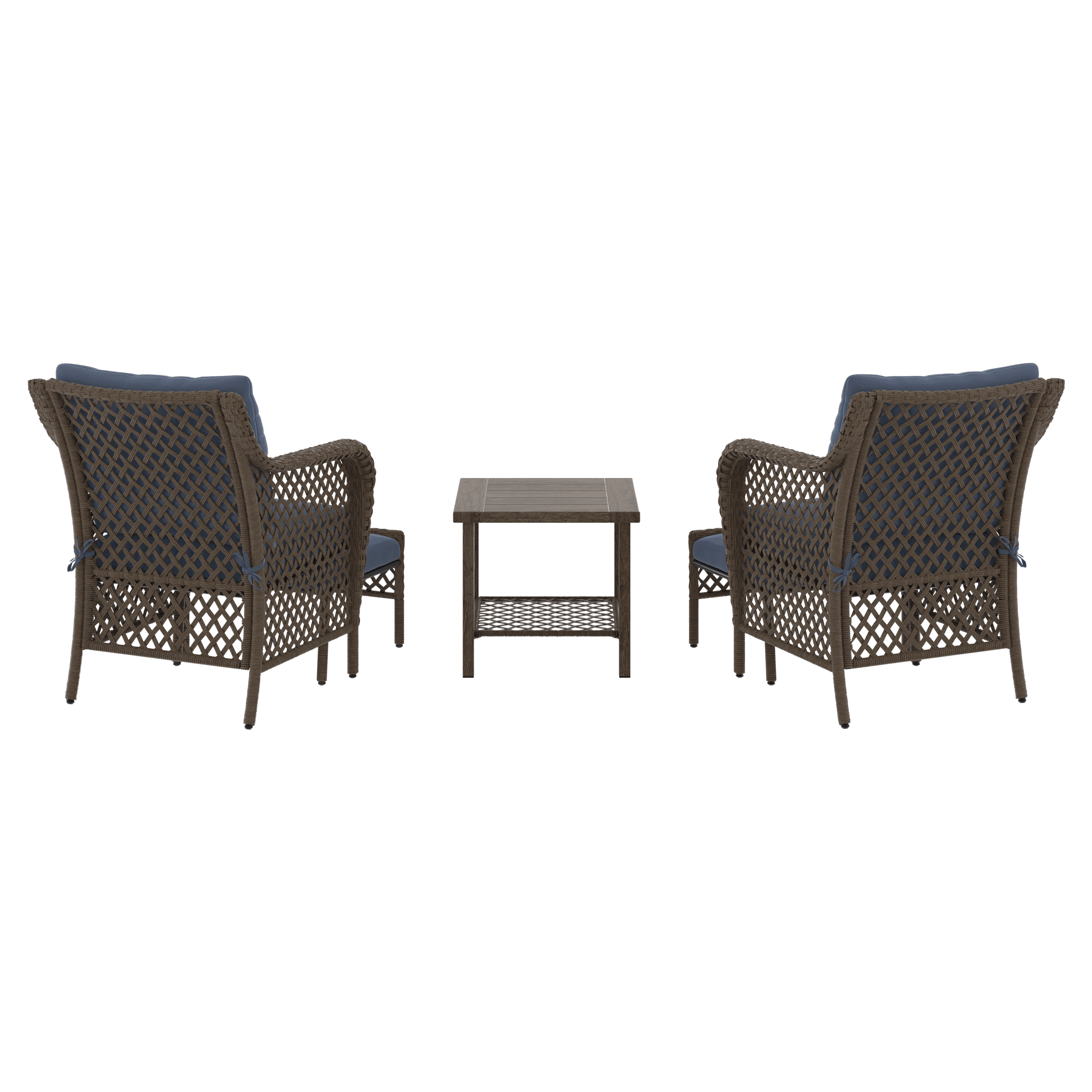 HOMETRENDS Belmont 5-Piece Steel Outdoor Chat Set with Ottomans and Cushions, Navy