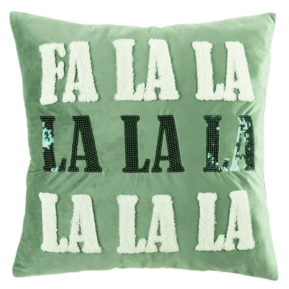 Lush Decor 100% Polyester And Fa La La La Decorative Pillow Frosty Green Single 20X20