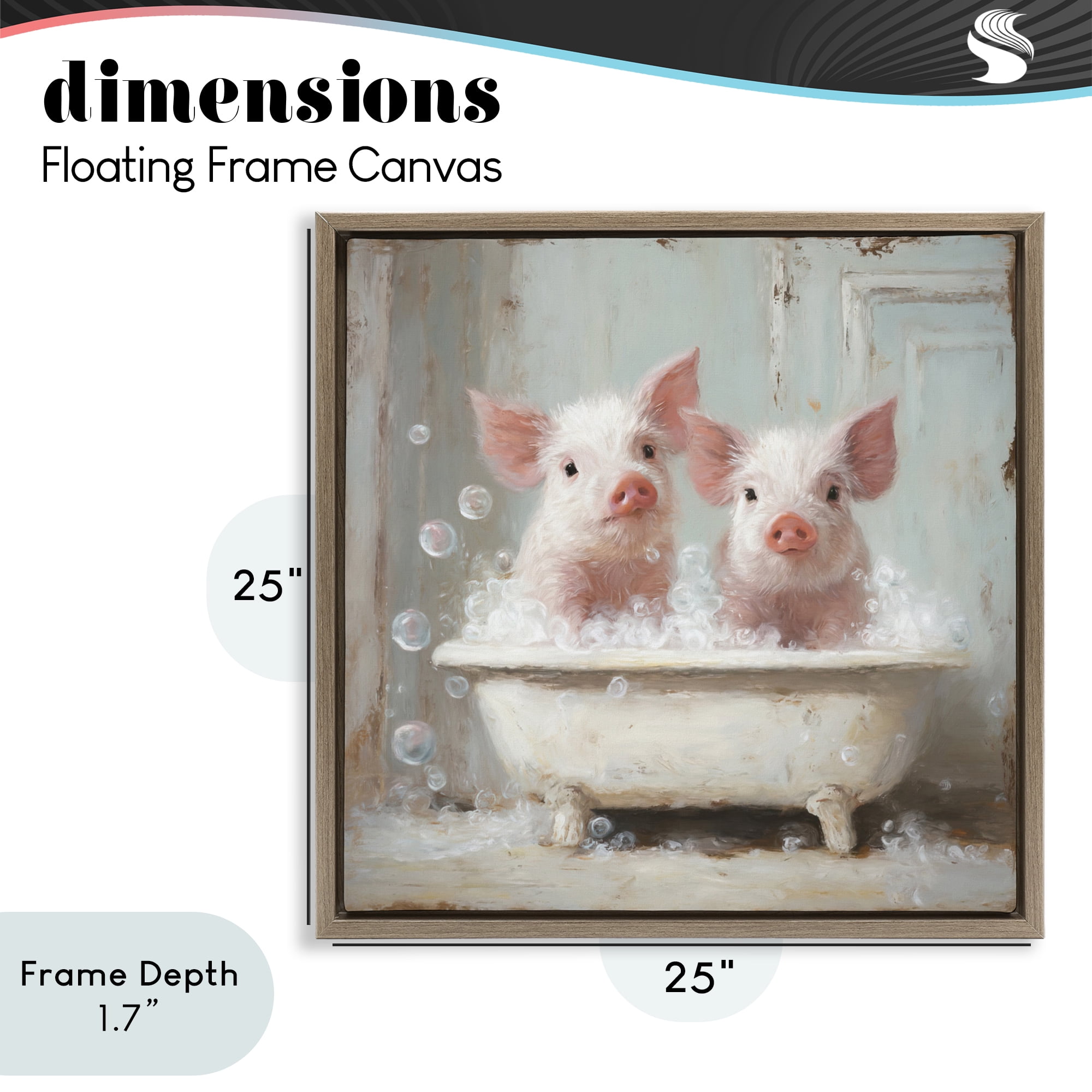 Stupell Industries Piglet Bubble Bath Brown Framed Floater Canvas Wall Art, design by Tina LeCour