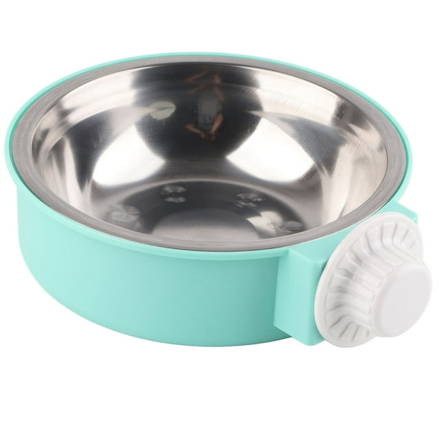 Cuenco para perros extraíble de acero inoxidable para colgar en la jaula, comedero para comida y agua, taza para gallinero, para gatos, perros y cachorros, color verde