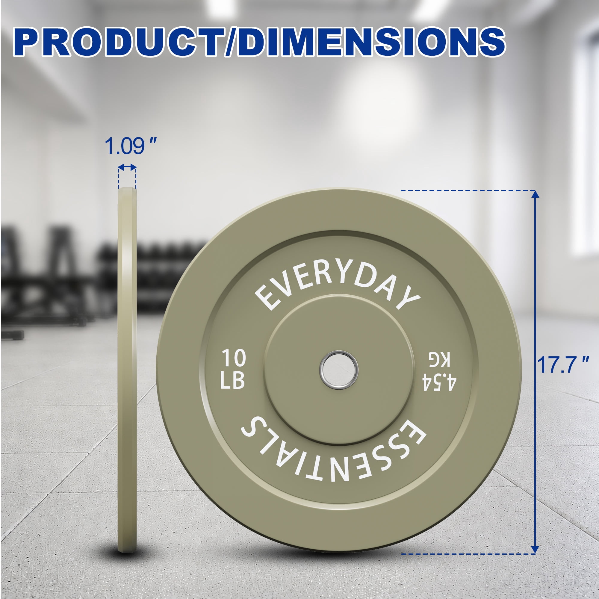 Sustainova 10 LB Olympic Bumper Plate Pair, Durable Rubber Weight Plates with 2-Inch Steel Insert, Low-Rebound Design for Home Gym and Strength Training