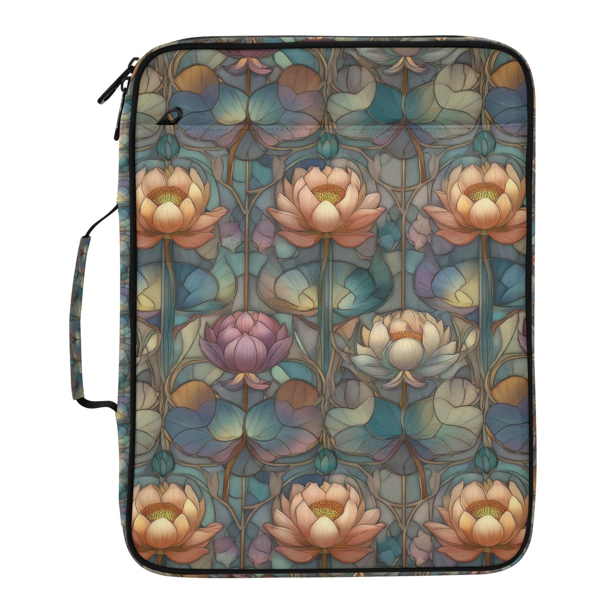 FORMRS Accordion File Folder A4 Size 7-Pocket Expanding Document Organizer Bag with 3 Ring Binder, Abstract Water Lilies Pattern