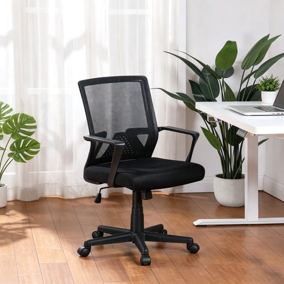 VogueNestOffice Chair, Ergonomic Desk Chairs Capacity High Back Mesh Computer Chair with Flip-up Armrests, Comfy Work Chair with Adjustable Lumbar Support for Home Office, Black