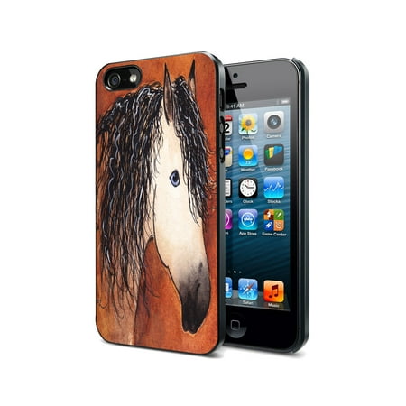 Black Buckskin - KuzmarK Black Cover Case fits iPhone SE & iPhone 5 - Buttermilk Buckskin Quarter Horse Abstract Art by Denise Every