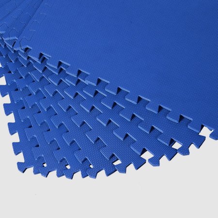 32 Sq Ft Blue Foam Interlocking Exercise Gym Floor Mat Protective