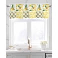 thumbnail image 2 of Tropical Pineapple Linen Curtain Valance for Bedroom/Bathroom/Kitchen/Office/Living/Dining Room Windows,Summer Fruit Yellow Geometric Stripe Pocket Topper Drapes Decorative Cafe Drapery Panel 60x18, 2 of 6