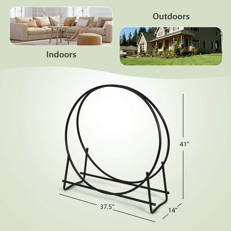 Costway 40-Inch Tubular Steel Log Hoop Firewood Storage Rack Holder Round Display Costway 40-Inch Tubular Steel Log Hoop Firewood Storage Rack Holder Round Display