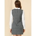 thumbnail image 5 of DARING DIVA Plaid Peter Pan Collar Long Sleeve Check Shift Dress M Gray, 5 of 6