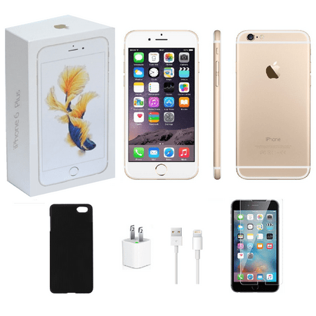 Apple iPhone 6 Plus 64GB | Gold Unlocked | Bundle: Case, Tempered Glass and Charger (Refurbished)