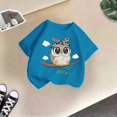 thumbnail image 4 of PMVFHDE T-Shirts d'Été Chemises pour Fille 2025 Fille Enfant Mignonne Imprimée Col Rond Manches Courtes Tee Été Décontracté Ample Mode T-Shirt Hauts Bleu Foncé,10-12 Ans, 4 of 4