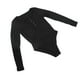 thumbnail image 3 of Body de cuello en V, manga larga, acanalado, botones en la parte delantera, de punto ajustado para mujer, verano, primavera, negro, talla única, 3 of 15