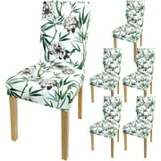 Chair Covers for Dining Room 6 Pack, Stretchy Parson Chair Slipcovers,Flowers Spandex Banquet Chair Seat Pet Protector Slipcovers for Holiday Home Party, Hotel, Wedding Ceremony