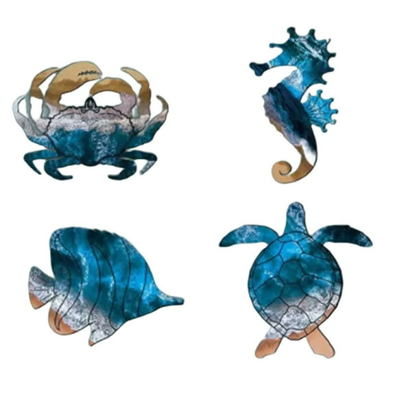 Metal Sea Animal Wall Art Turtle Crab Seahorse Decor for Coastal Theme