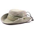 thumbnail image 1 of Men Cotton Embroidery Hat Outdoor Sun Protection Wide Brim Foldable Boonie Bucket Hat, 1 of 6
