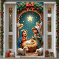 thumbnail image 2 of Decorative Design Nativity Scene Banner Nativity Display Religious Christmas Backdrop Polyester Material for Holiday Celebration Indoor Decoration Religious Events, 2 of 9