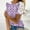 Purple, variant on Giftesty Blouses for Women Dressy Casual Women's Printed Short Sleeved Round Neck Casual Pullover with Lace Top
