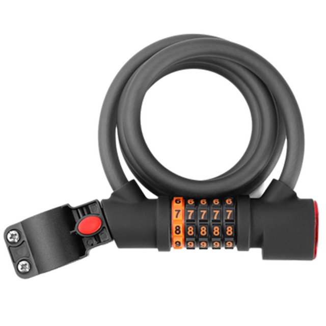 TQEHS Candado con contraseña para luz de bicicleta con luz trasera y soporte de montaje para niños y adultosÐσ F2N7