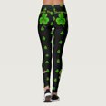 thumbnail image 5 of Arlun Patrick's Day Leggings for Women Elastic High Waisted Tummy Control Printed Slim Tights Pants Shamrock Irish Clover Soft Comfortable Yoga Sports Casual Pants Black3 XL, 5 of 7