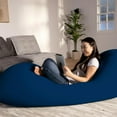 thumbnail image 4 of Max 6-Foot Beanbag Chair, Bean Bag Couch with a Washable Outer Cover, Customer Favorite Cozy Sofa for Gaming, Reading, and Relaxing, Filled with Soft Micro-Beads, Blue, 4 of 12