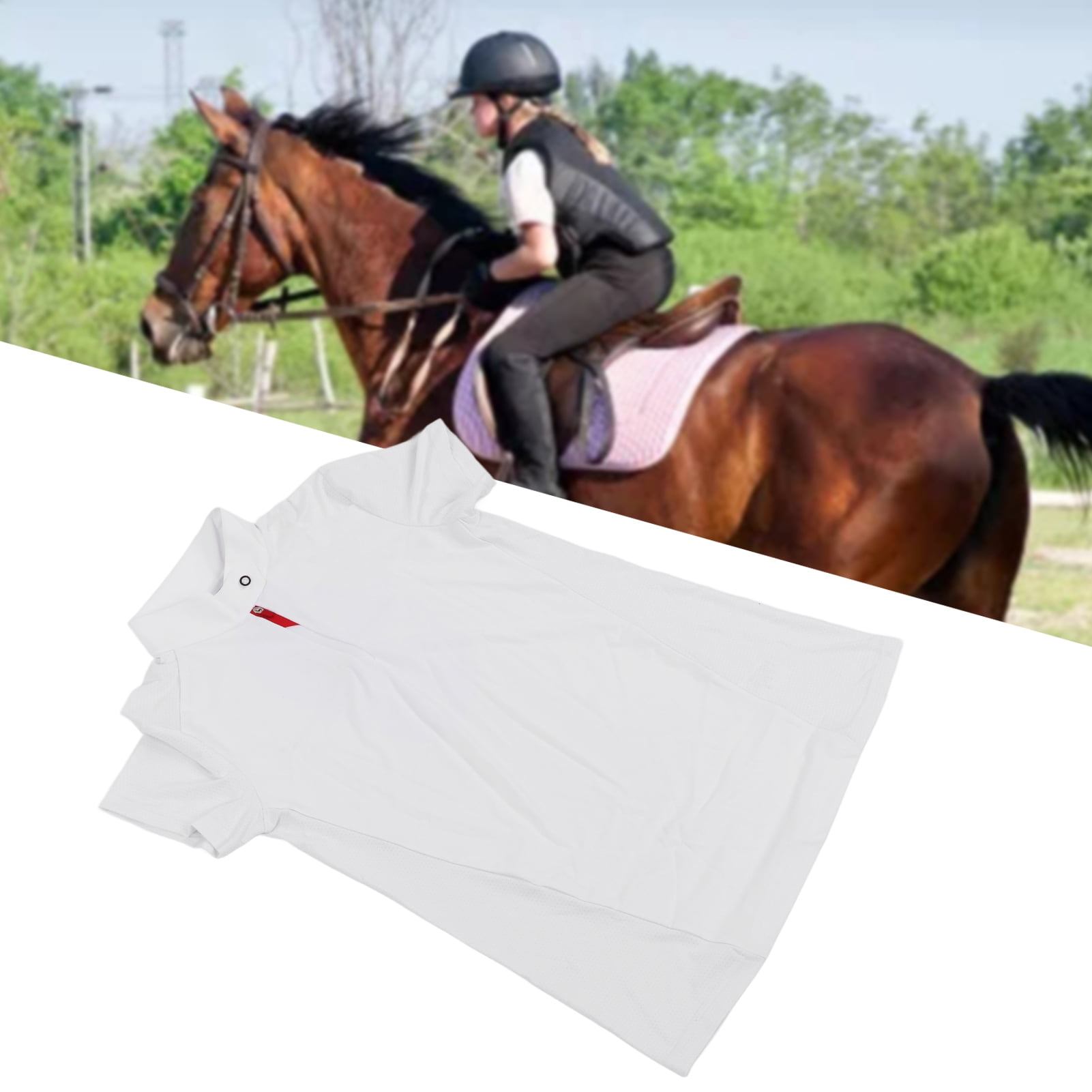 YOUTHINK Horse Riding T‑Shirt Good Elasticity Good Breathability Comfortable Simple Equestrian Short Sleeve for Children,Children Equestrian Short Sleeve,Children Horse Riding Clothing