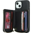 thumbnail image 5 of iPhone 14 Phone case Wallet with Zipper Card Holders for Women, iPhone 14 Case Wallet with Credit Card with Ring Kickstand Zipper Stand Case for iPhone14 - Black, 5 of 18