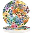 thumbnail image 1 of SPEKSEE Colorful Wildflowers Print Ceramic Car Interior Coasters 2 Pack, Anti Slip 2.56 Inch Absorbent Cup Mat Interior Accessories Fit for Most Cars, 1 of 7
