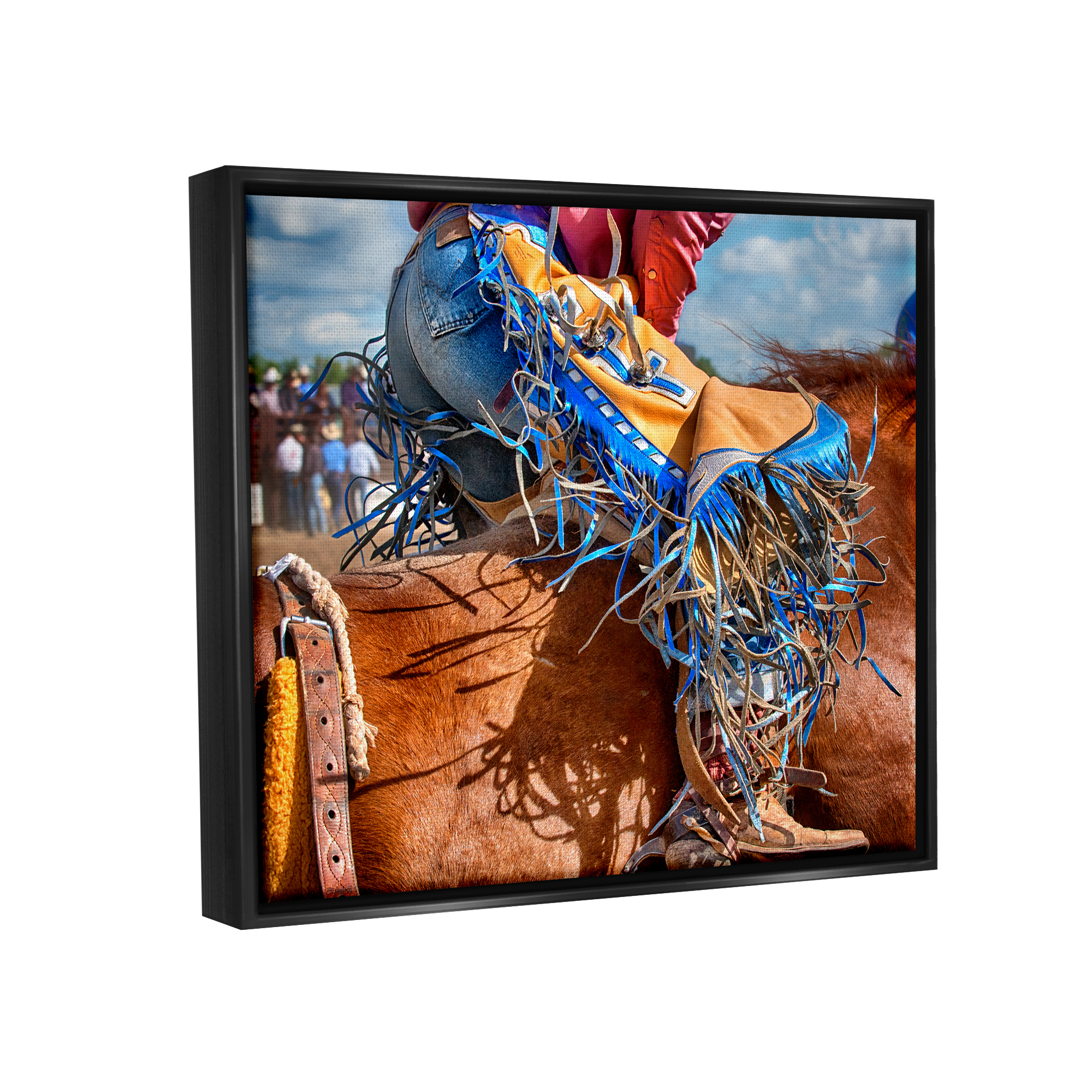 Stupell Industries Cowboy at Rodeo Photography Animals & Insects Photography Black Floater Framed Art Print Wall Art, 21 x 17