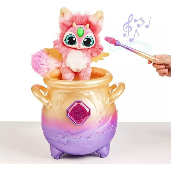 Zshan Magic Mixies Famosa My, Pink Plush Toy, Interactive Magic Toy, with Pocket Cauldron, Lights and Sounds, Fog Effect