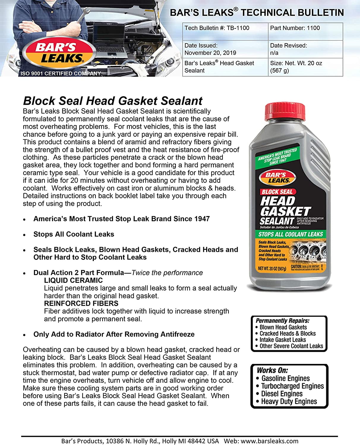 Buy Bar's Leaks Block Seal Head Gasket Sealant 20 oz. (Pack of 4