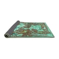 thumbnail image 2 of Ahgly Company Indoor Round Animal Turquoise Blue Traditional Area Rugs, 5' Round, 2 of 4
