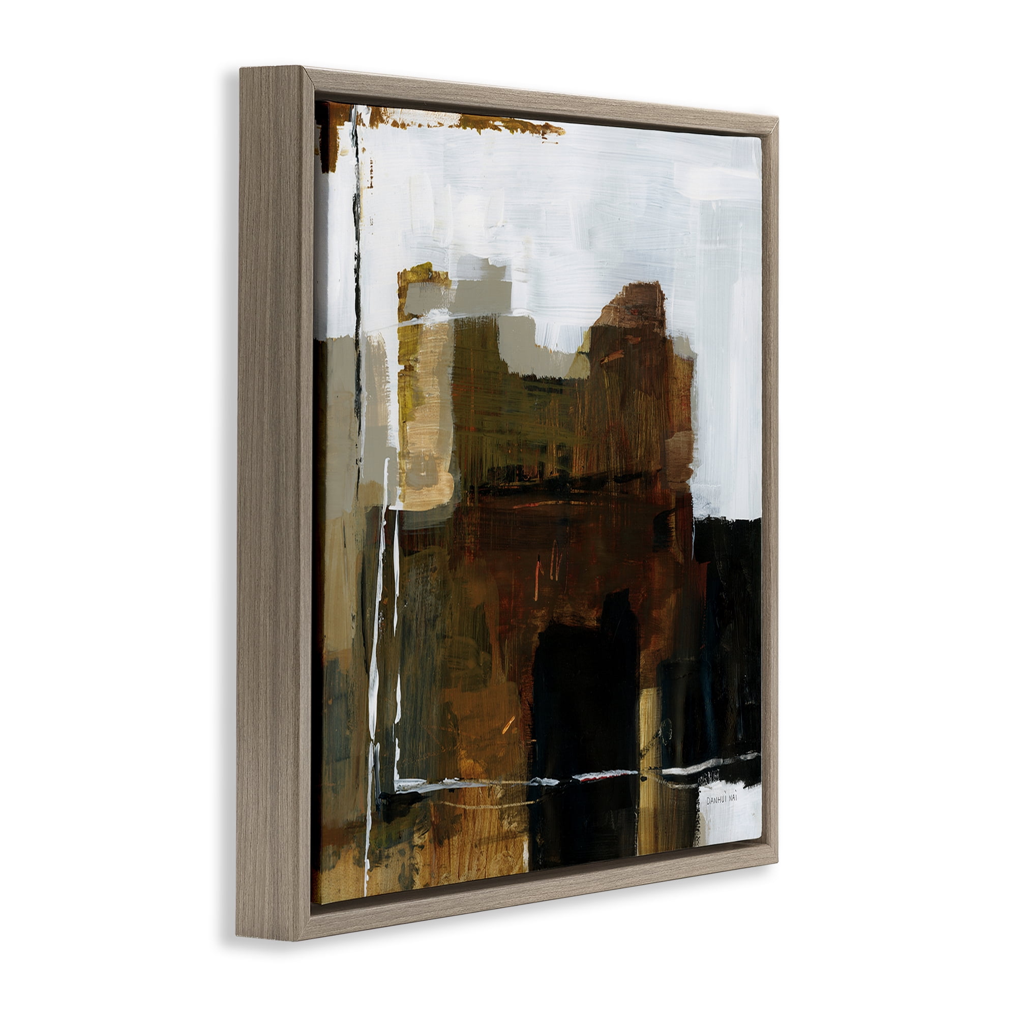 Stupell Industries Natural Abstract Earth Tones Brown Framed Floater Canvas Wall Art, design by Danhui Nai